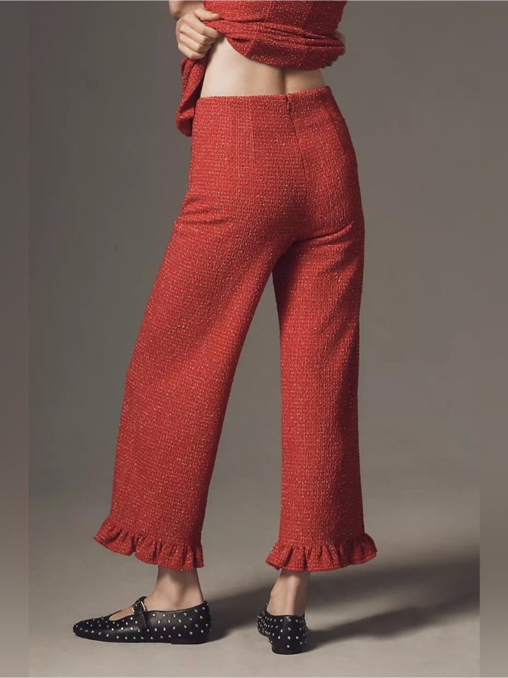 NWT Size 30 -The Colette Crop Tweed Ruffle-Hem Trousers by Maeve (US$ 158) - Picture 5 of 16